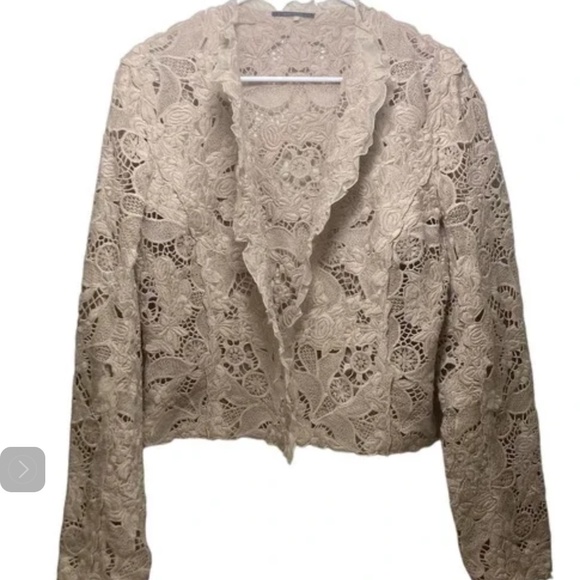 COPY - Ellie Tahari 100% Silk Crocheted Blazer Size L - Picture 1 of 6